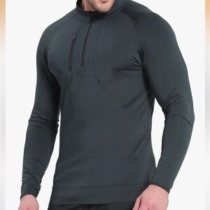 Mens long sleeve quarter zip activewear tee